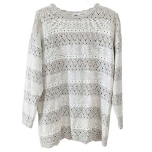 VINTAGE San Francisco cotton blend textured knit see through sweater Medium T6